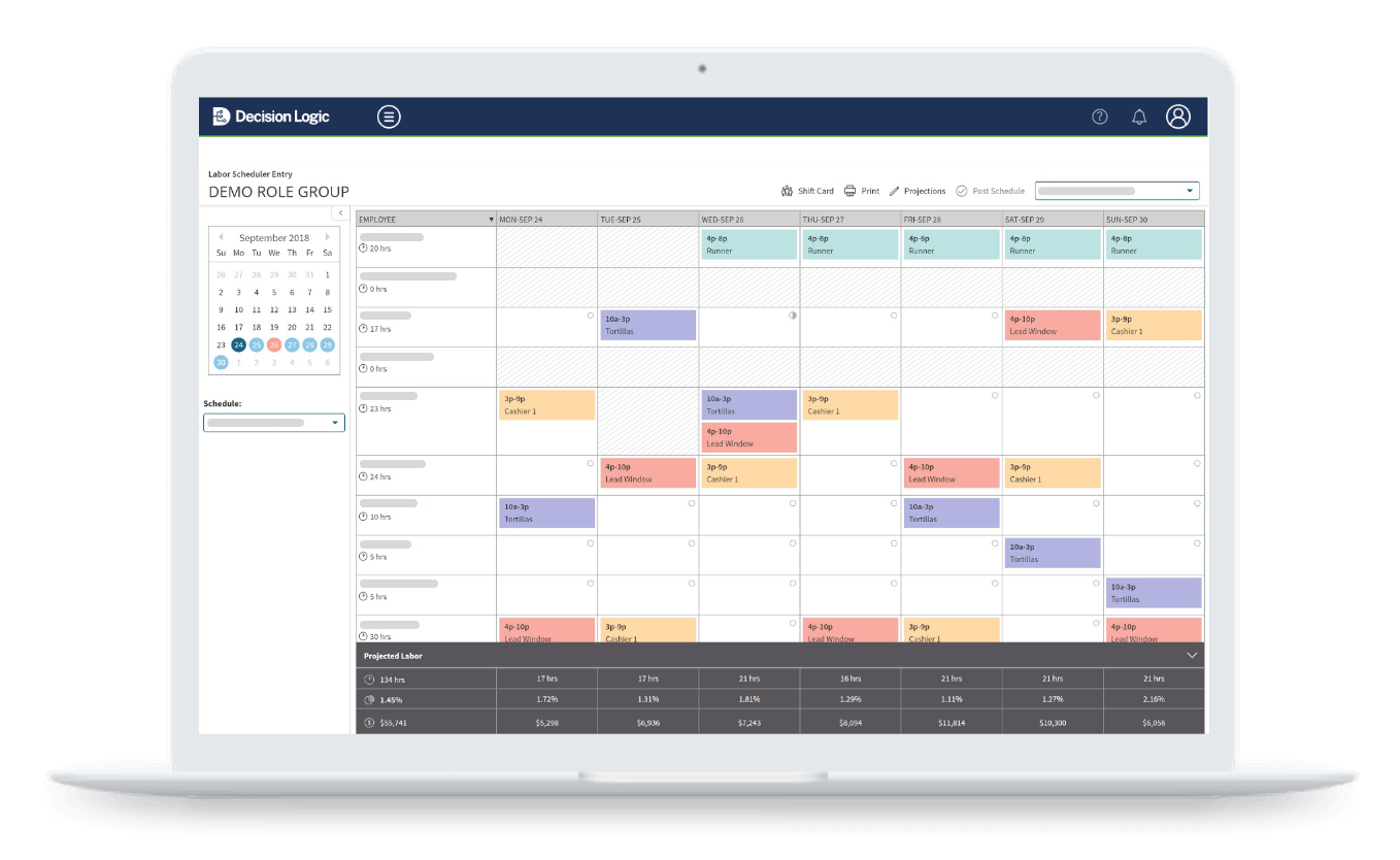 Restaurant scheduling dashboard