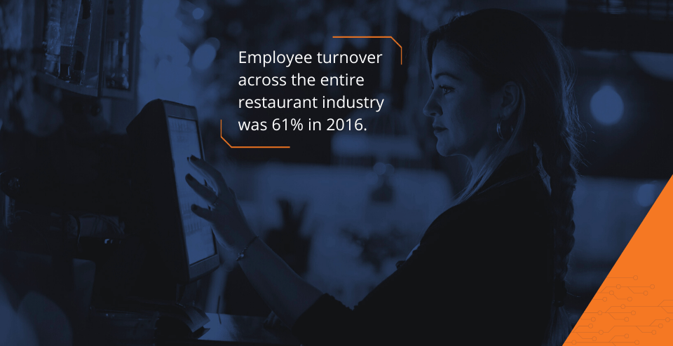 Employee turnover across the entire restaurant industry was 61% in 2016